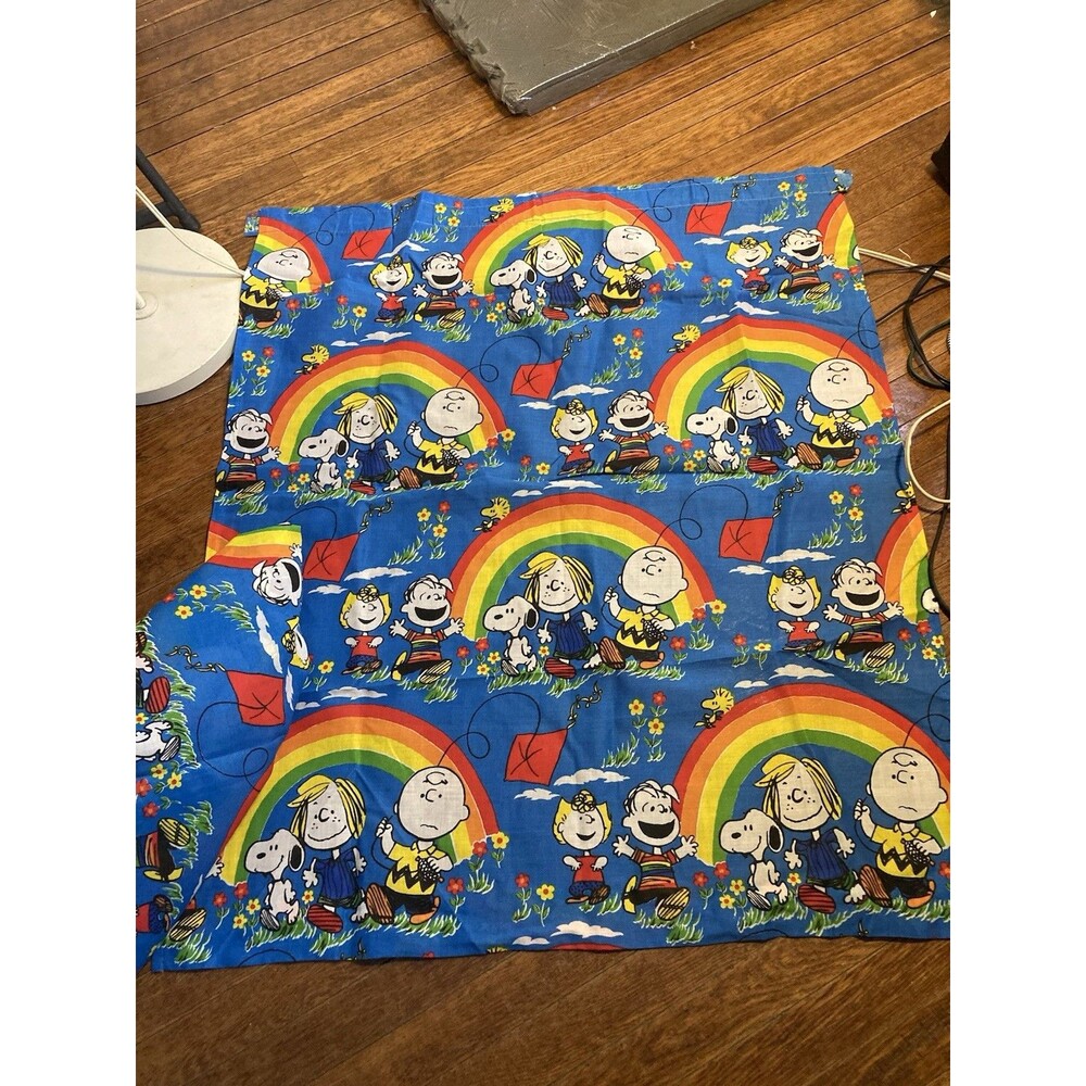 Vintage 1970s Snoopy Peanuts Charlie Brown Window 2 Panels Curtains Curtain
